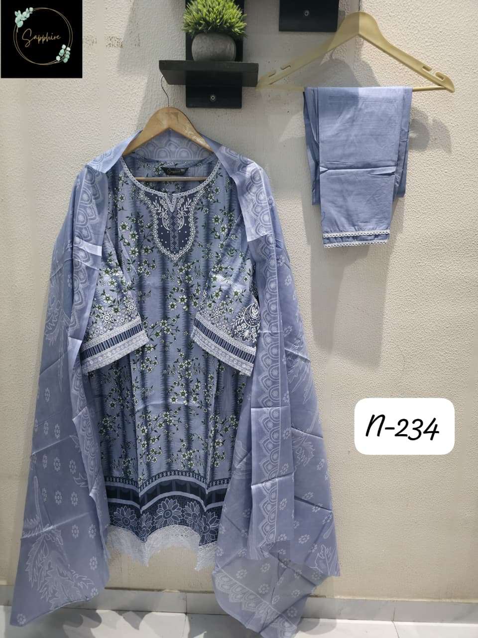SAPPHIRE AGHA NOORAIN -234 PURE LAWN COTTON EMBROIDERY DRESSES-00272