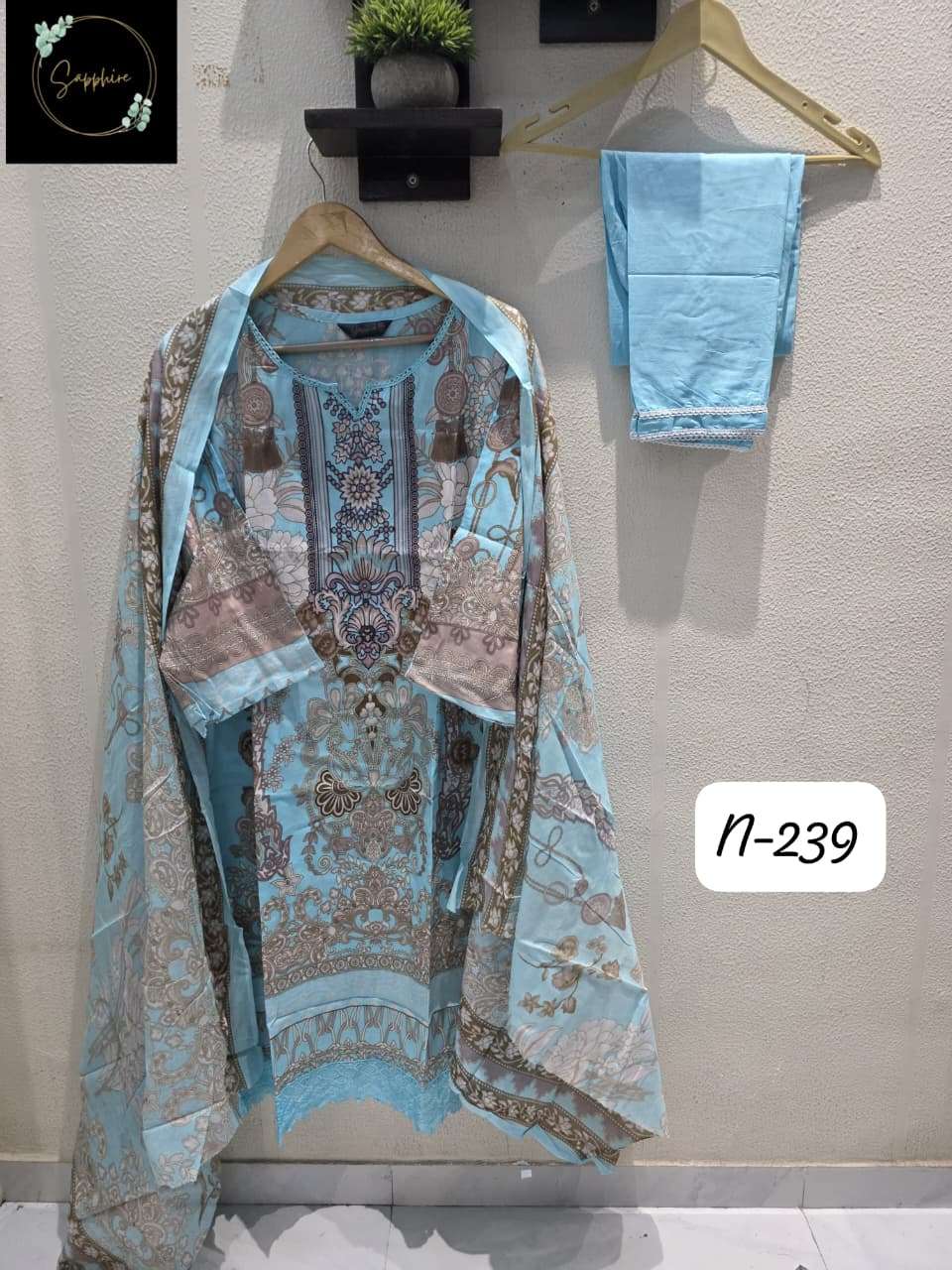 SAPPHIRE AGHA NOORAIN-239 PURE LAWN COTTON EMBROIDERY DRESSES-00272