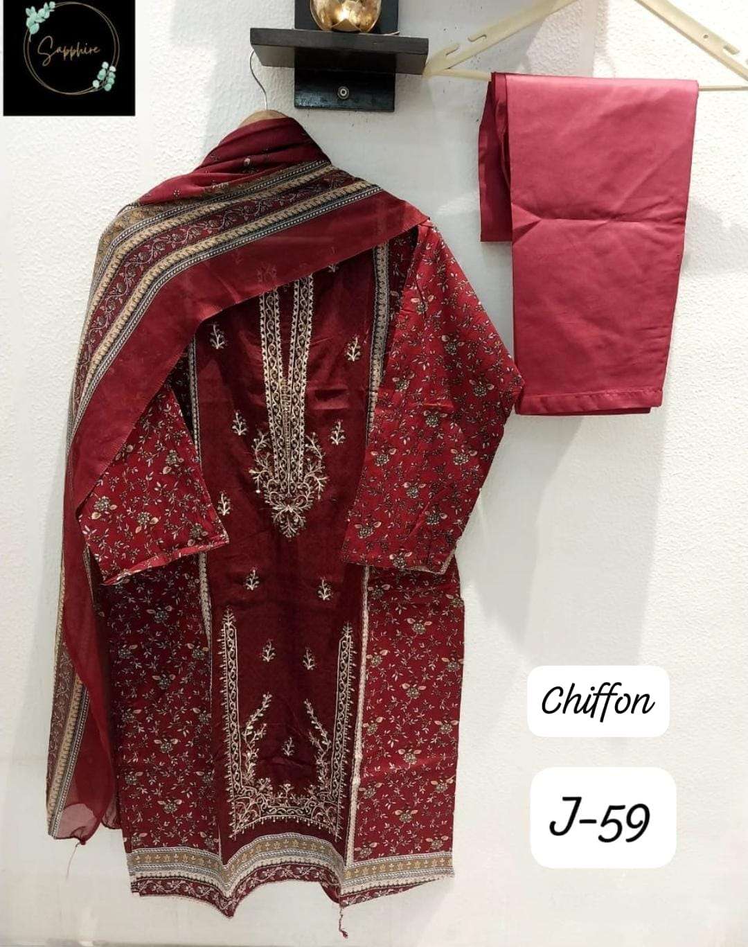 SAPPHIRE JAZMIN VOL-59 PURE LAWN COTTON PRINTED PAKISTANI DRESSES-00272