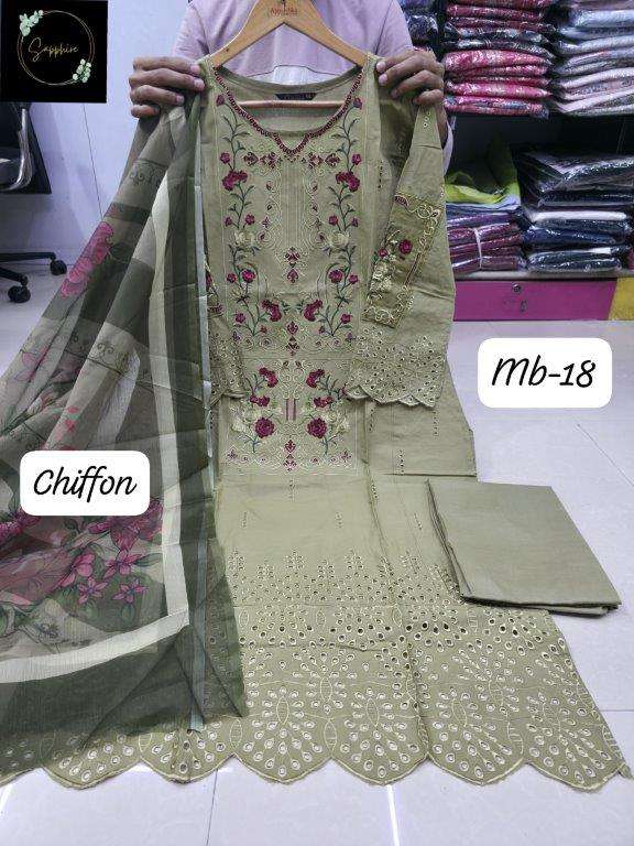 SAPPHIRE MARIAB-18 PURE COTTON EMBROIDERY PAKISTANI DRESSES-00272