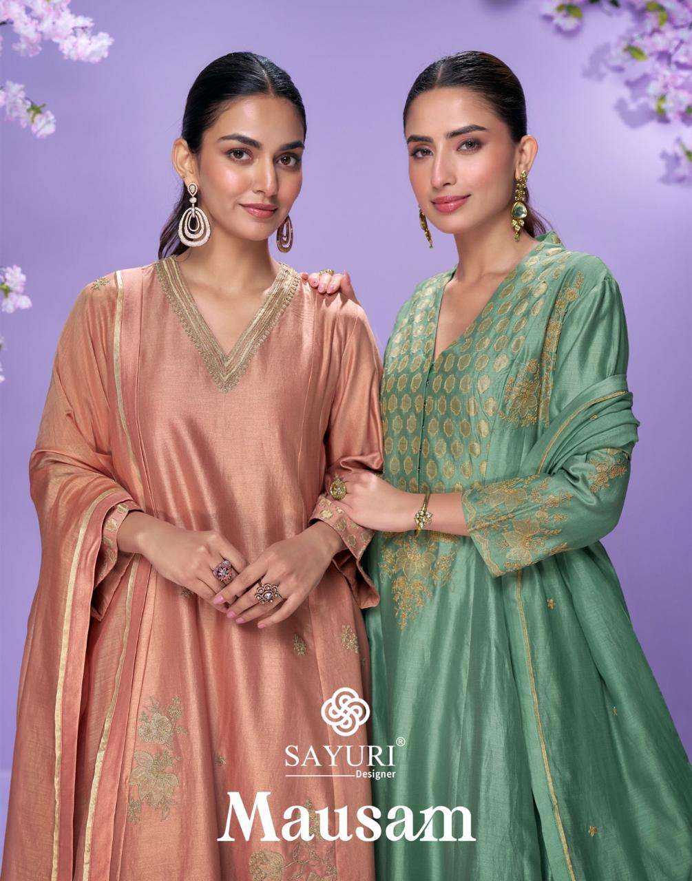 SAYURI MAUSAM PURE ROMAN SILK EMBROIDERY DRESSES-00150