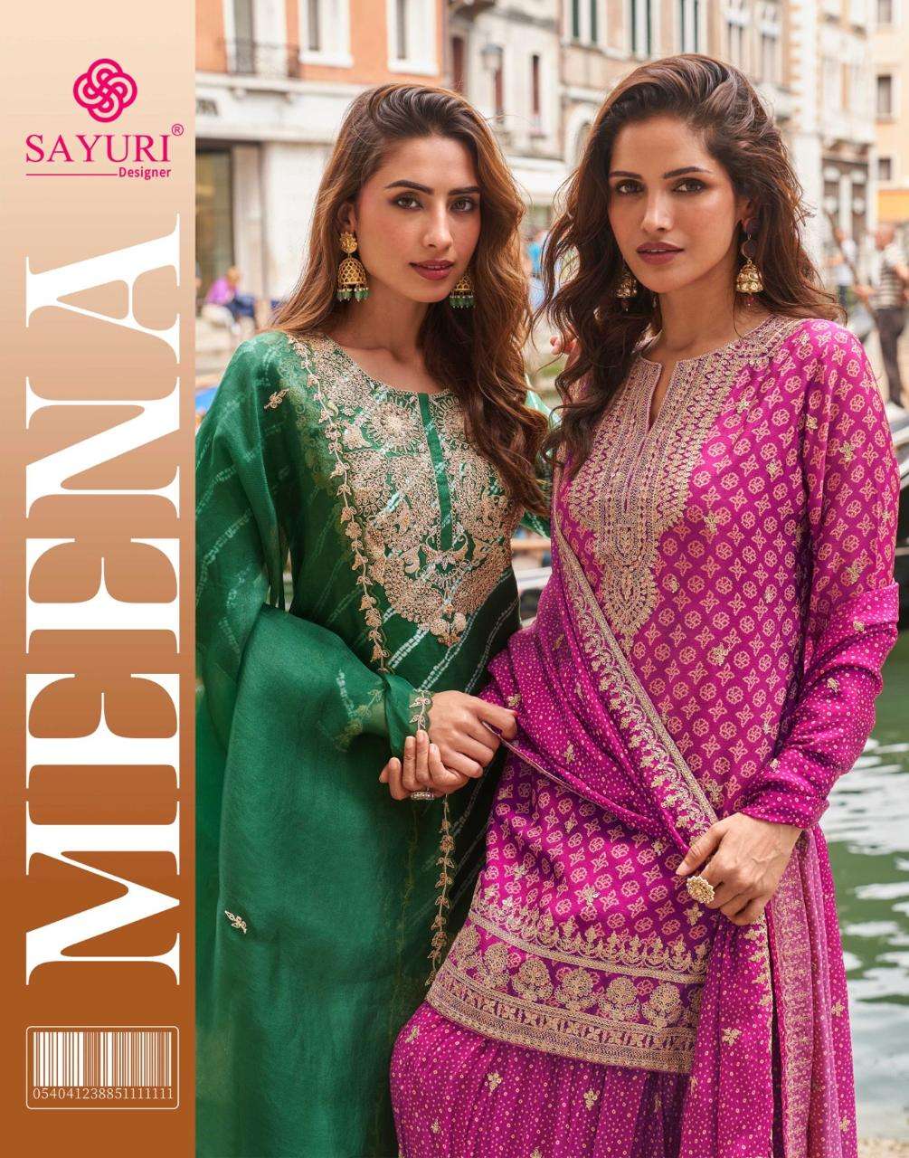 SAYURI MEENA 5854 TO 5856 SERIES PURE CHINON SILK EMBROIDERY PAKISTANI DRESSES-00150