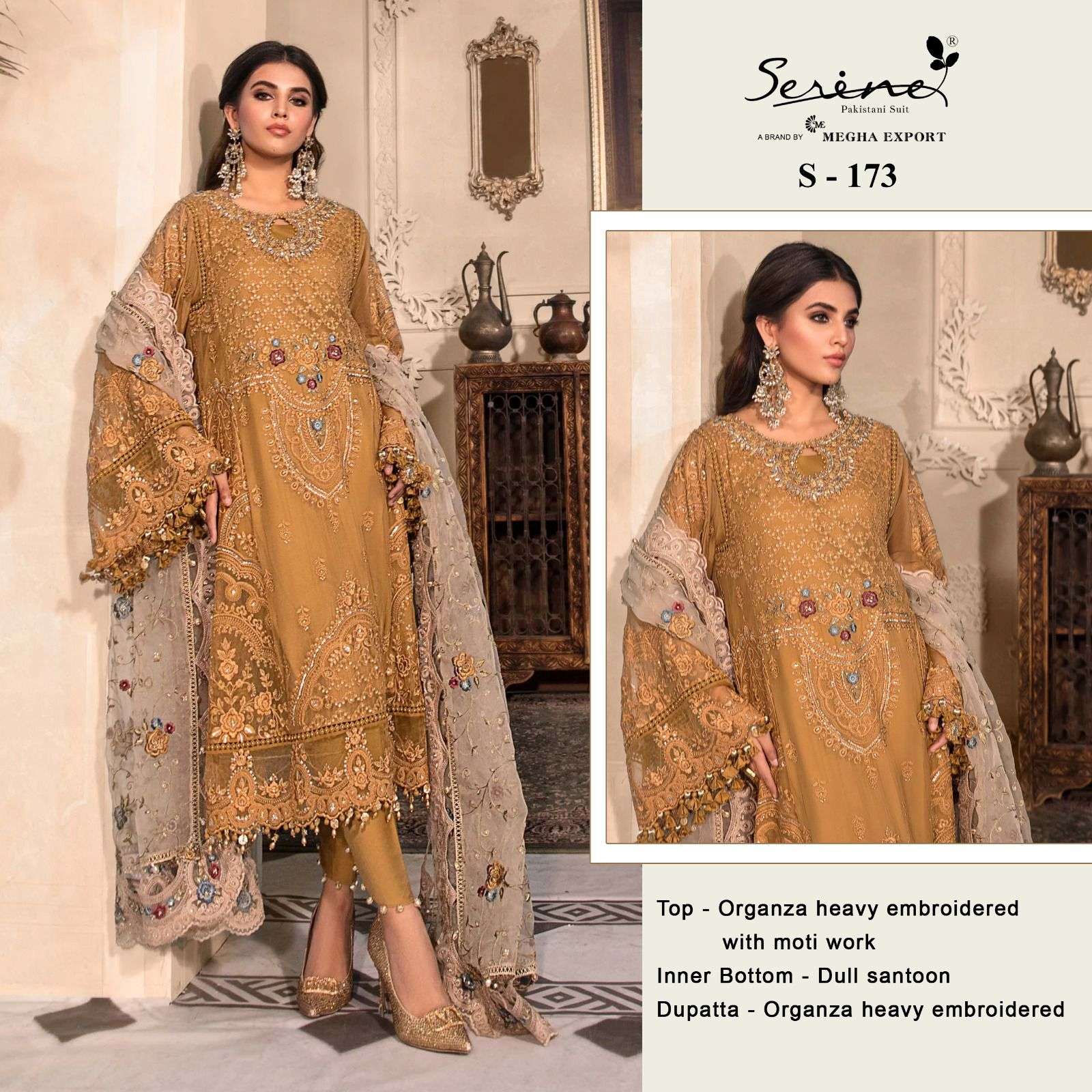 SERENE S-173 PURE ORGANZA EMBROIDERY PAKISTANI DRESS-00201