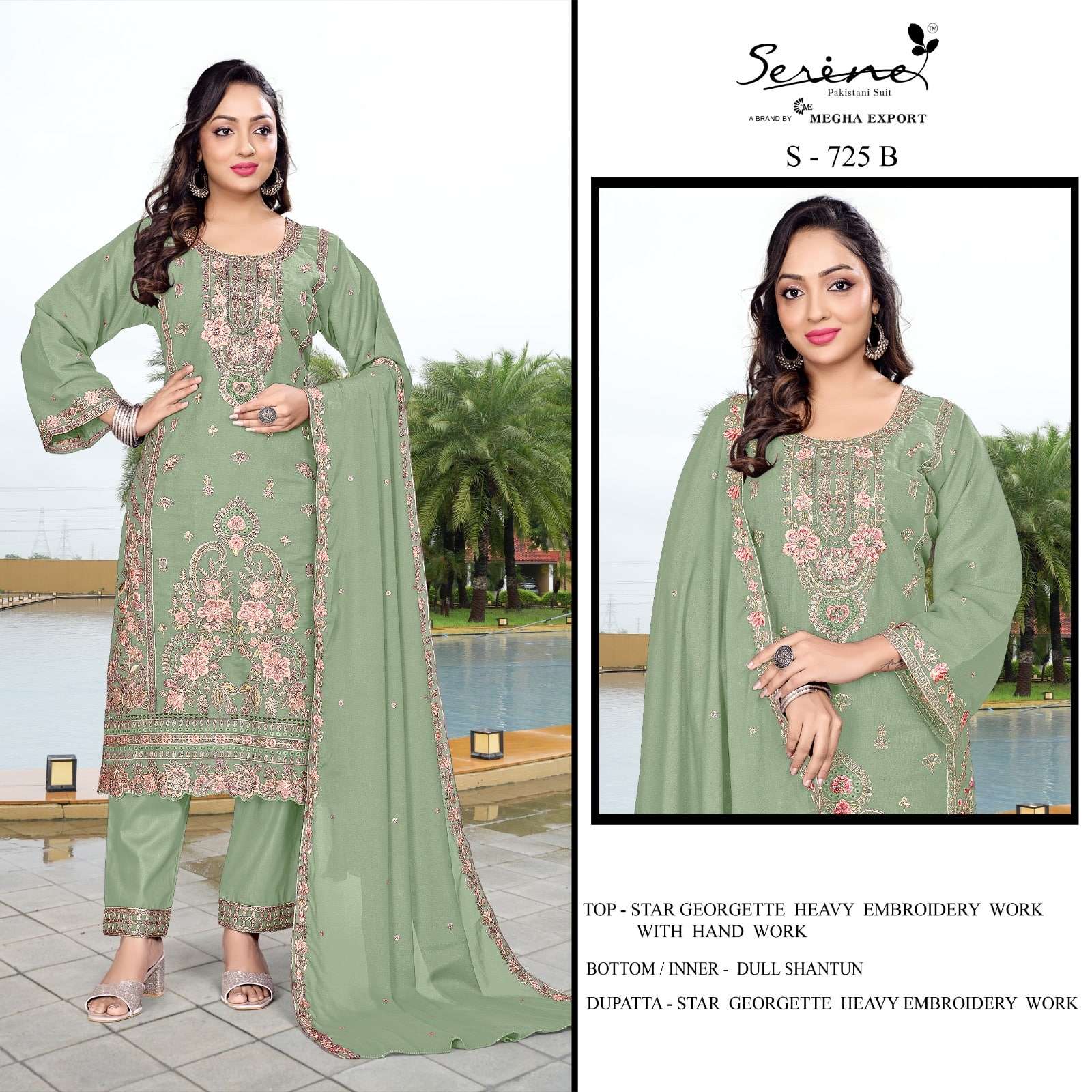 SERENE S-725 PURE GEORGETTE EMBROIDERY PAKISTANI DRESSES-00201