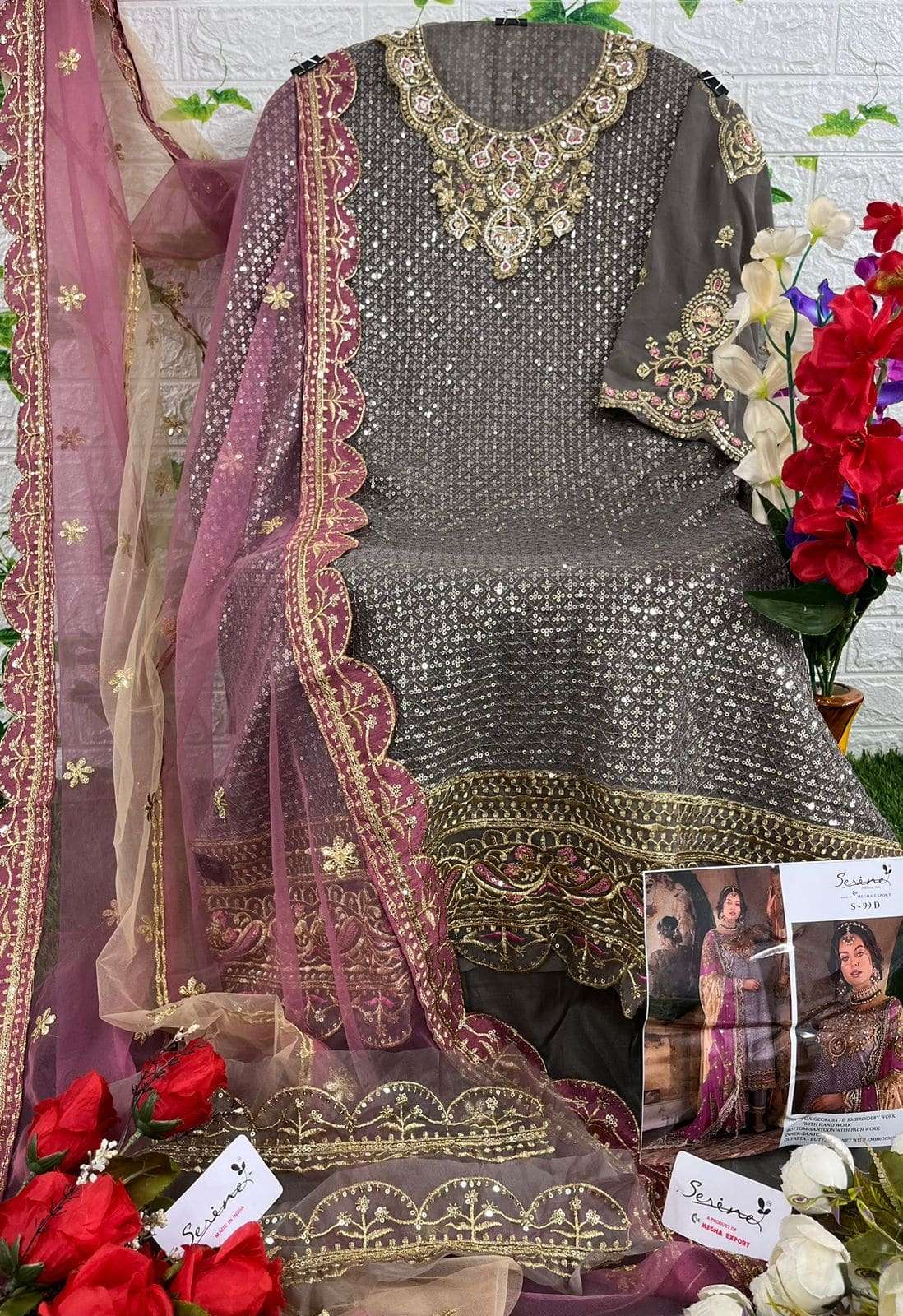 SERENE S-99 PURE FAUX GEORGETTE EMBROIDERY PAKISTANI DRESSES-00201