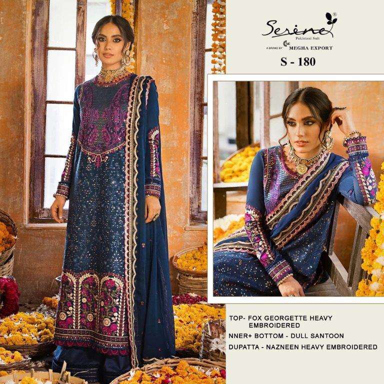 SERINE S-180 PURE FAUX GEORGETTE EMBROIDERY DRESSES-00201