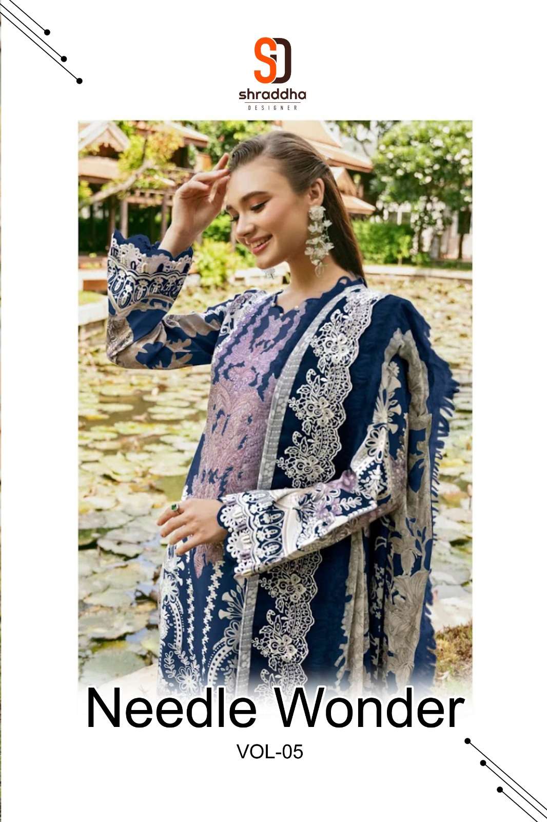 SHRADDHA DESIGNER NEEDLE WONDER VOL-05 PURE COTTON EMBROIDERY PAKISTANI DRESSES-00201