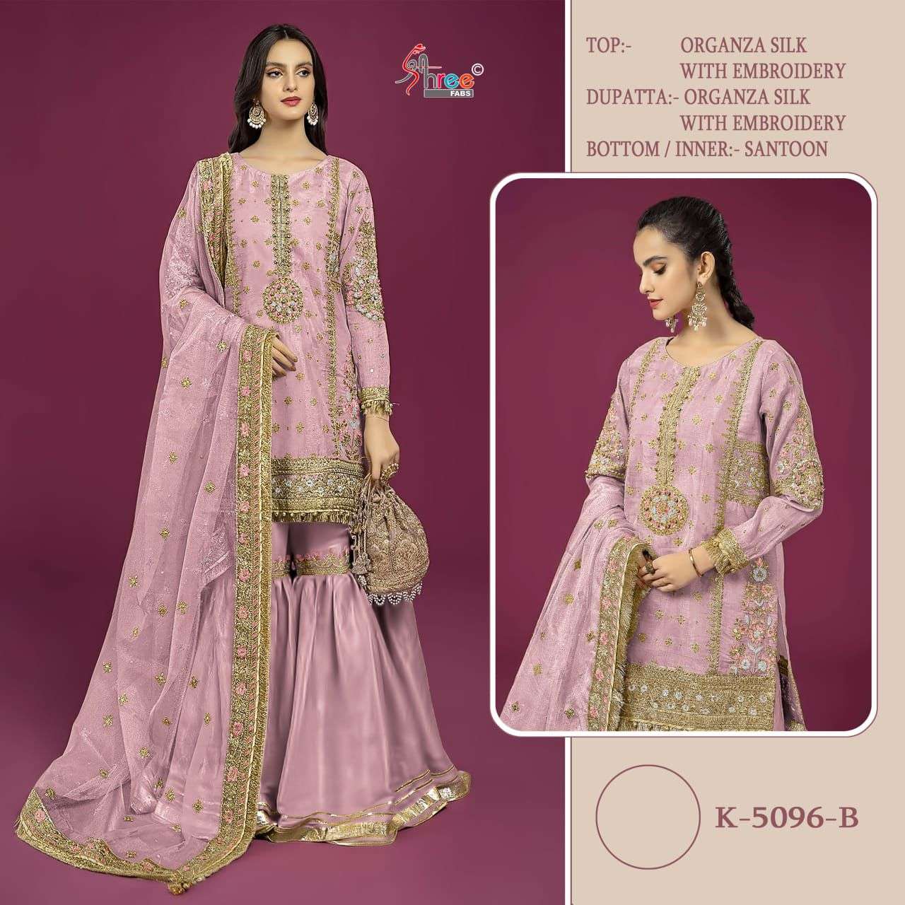 SHREE FAB K-5096 SERIES PURE ORGANZA EMBROIDERY PAKISTANI DRESSES-00201