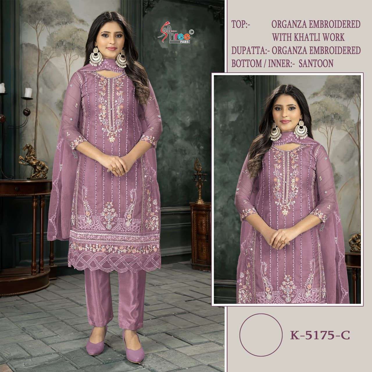 SHREE FAB K-5175 PURE ORGANZA EMBROIDERY PAKISTANI DRESSES-00011