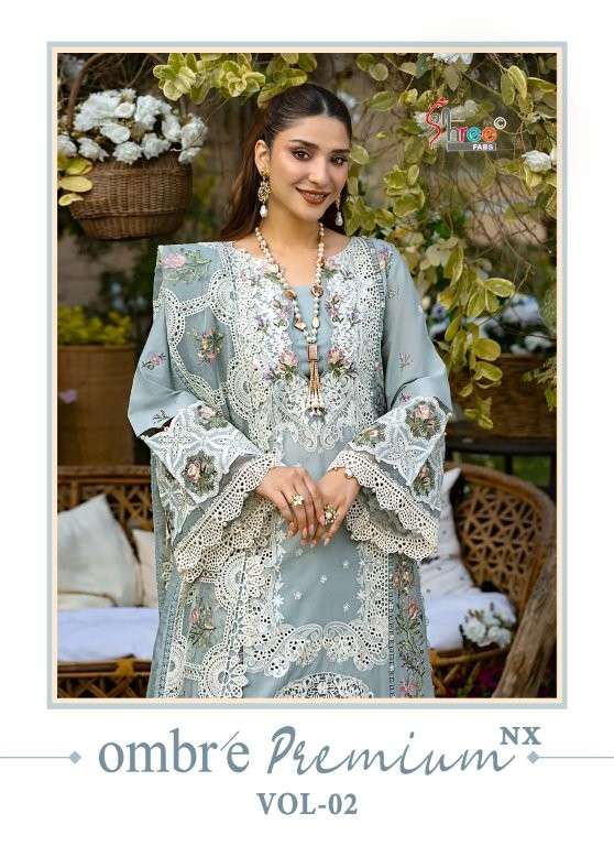 SHREE FAB OMBRE PREMIUM VOL-02 NX 3961 TO 3966 SERIES HEAVY EMBROIDERY COTTON PAKISTANI DRESSES-0001...
