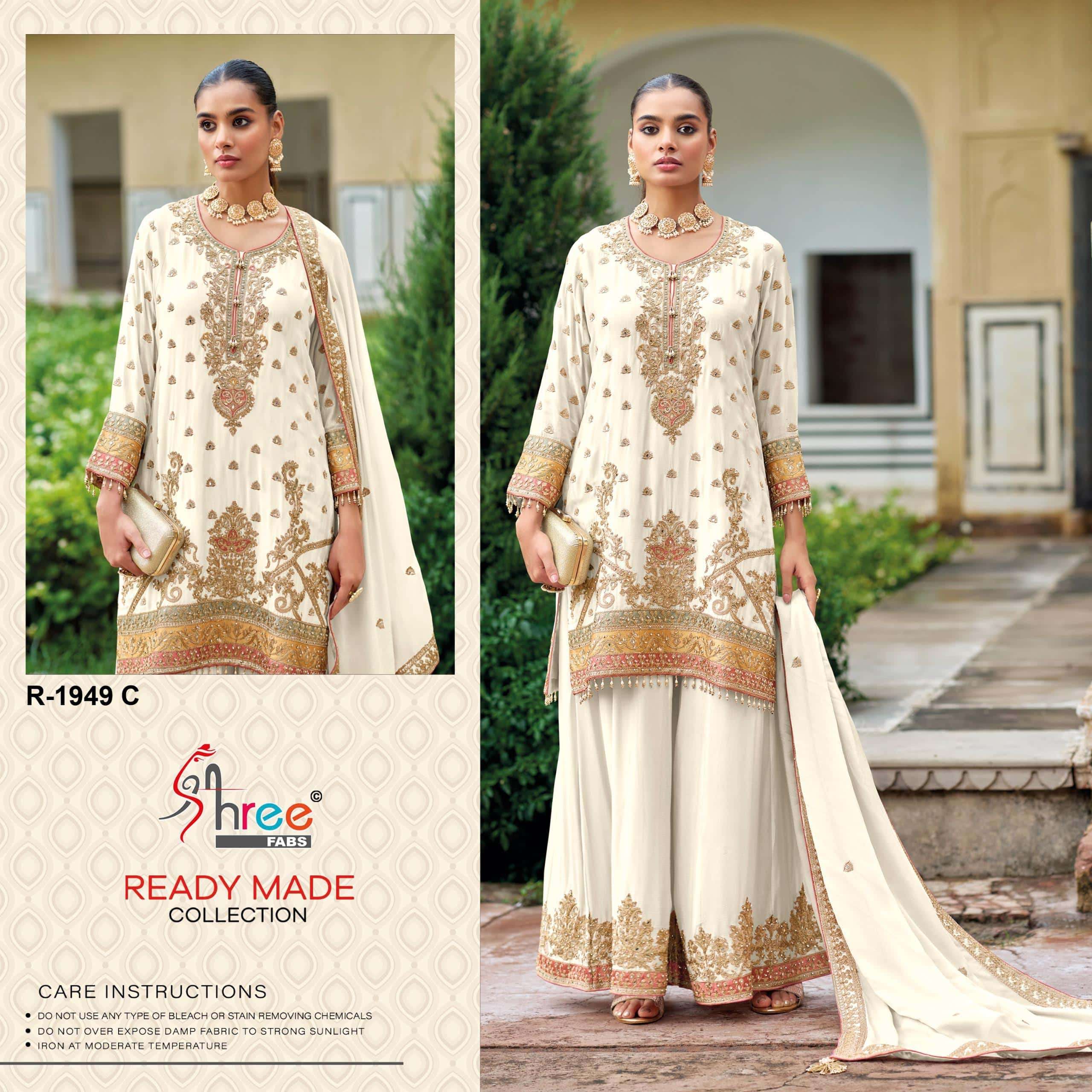SHREE FAB R-1949 PURE CHINON HAND WORK PAKISTANI DRESSES-00011