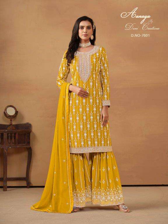 TWISHA AANAYA VOL-176 7801 TO 7804 SERIES PURE FAUX GEORGETTE EMBROIDERY DRESSES-00274