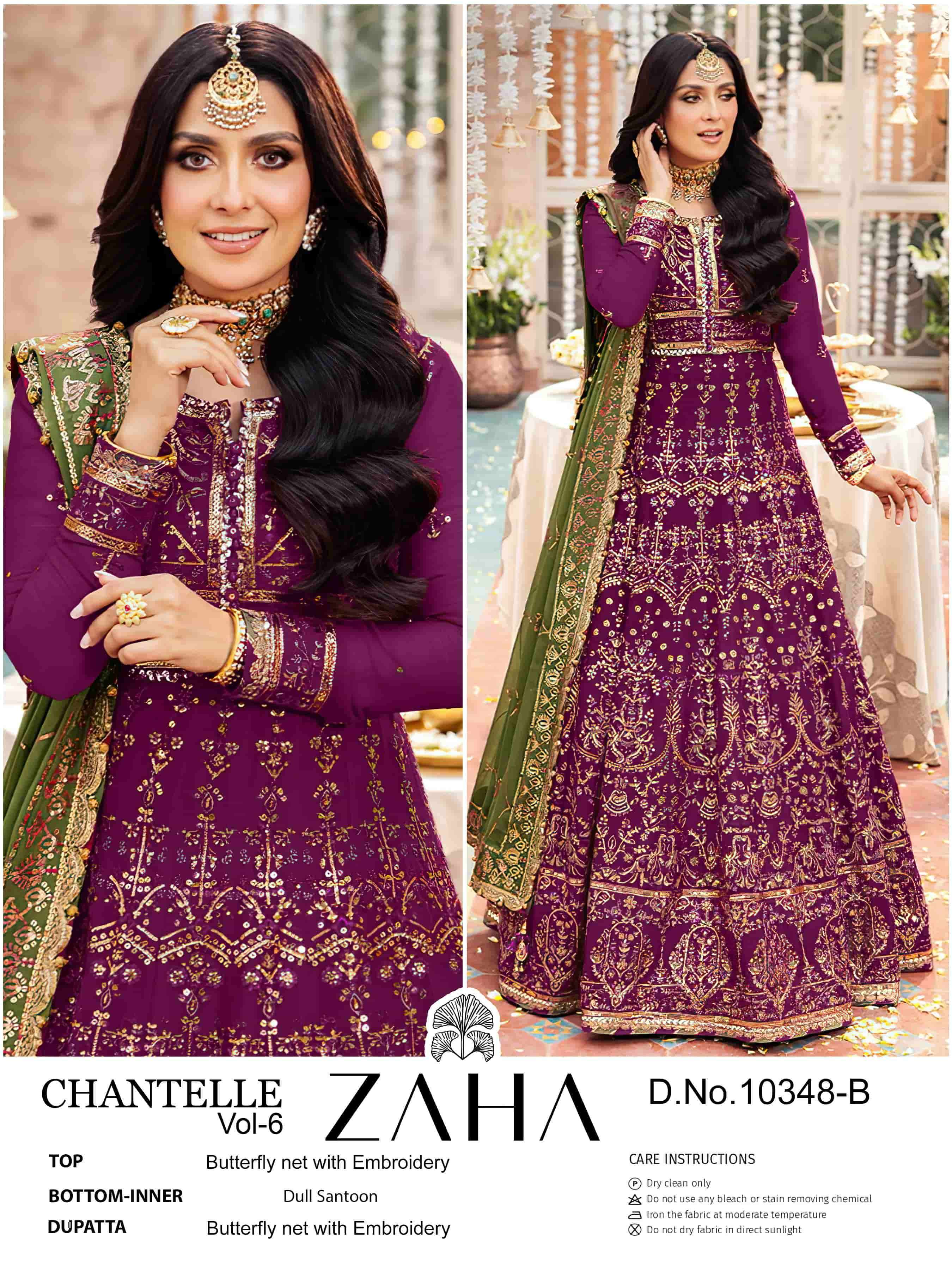 ZAHA 10348 PURE NET EMBROIDERY PAKISTANI DRESSES-00201