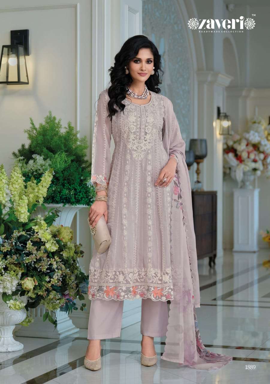 ZAVARI SUHANA 1889 TO 1891 SERIES PURE ORGANZA EMBROIDERY PAKISTANI DRESSES-00289