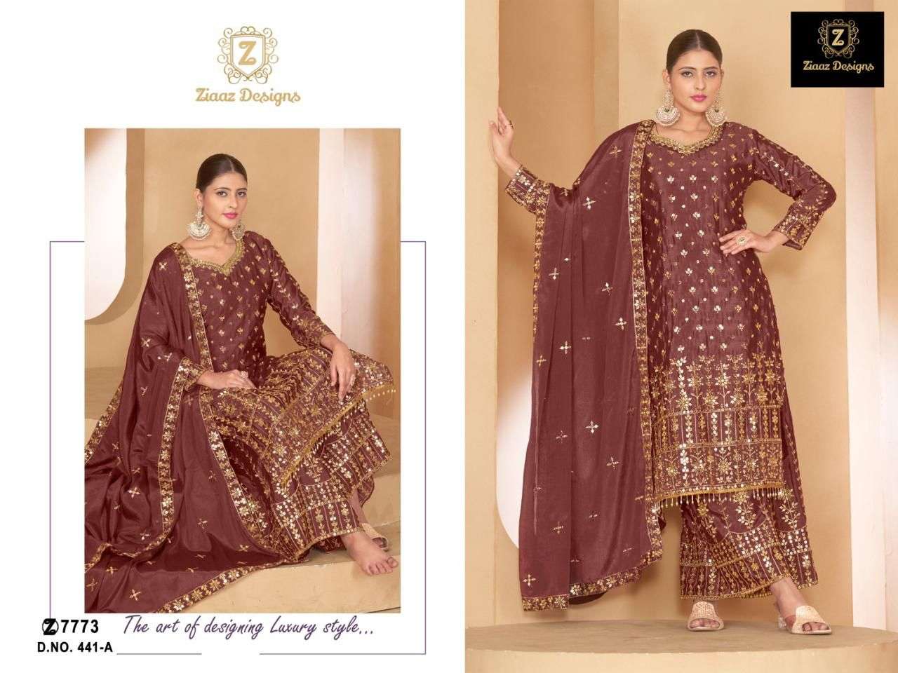 ZIAAZ 441 PURE CHINON EMBROIDERY PAKISTANI DRESS-00201