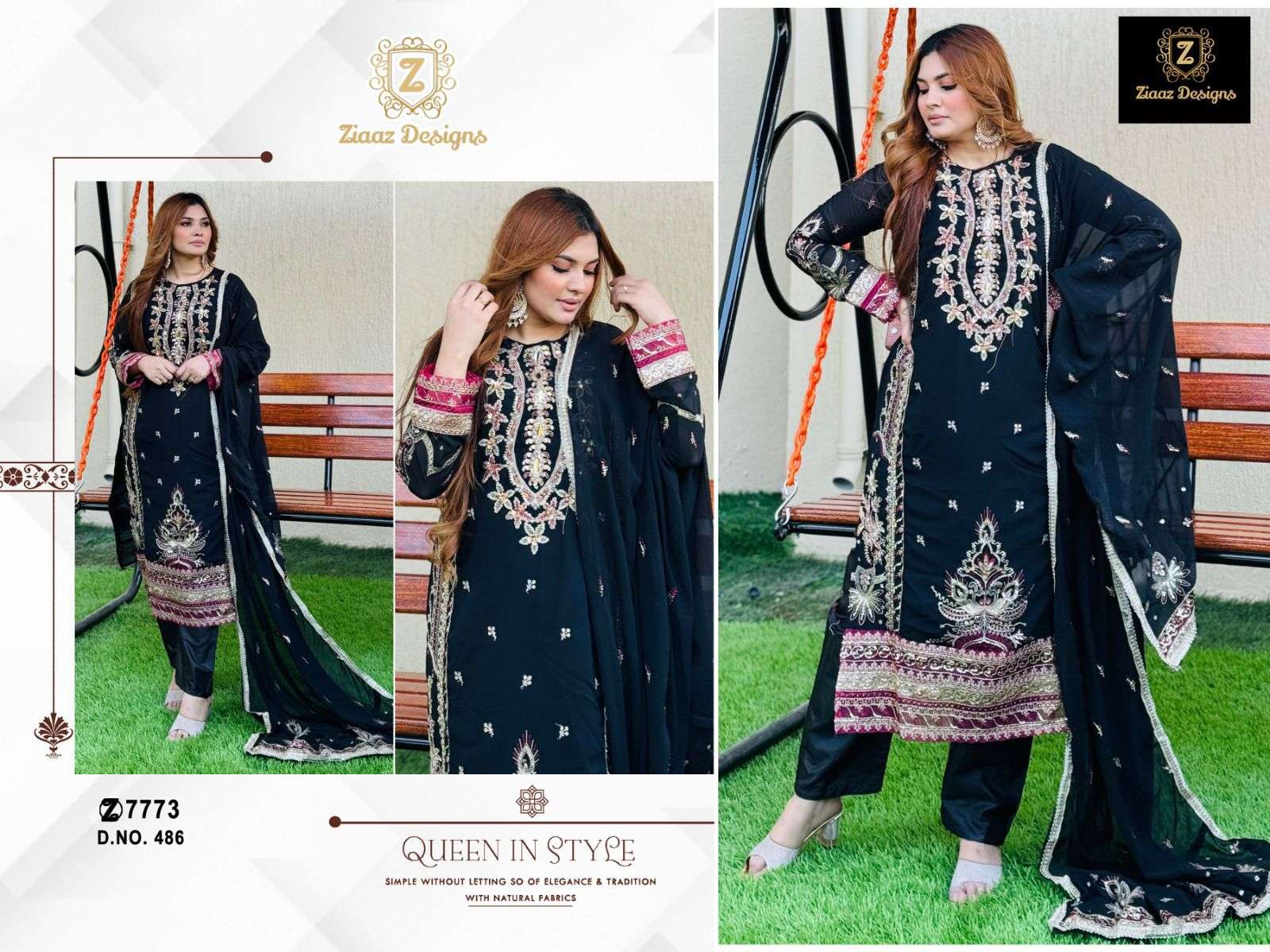 ZIAAZ 486 PURE GEORGETTE EMBROIDERY PAKISTANI DRESS-00201