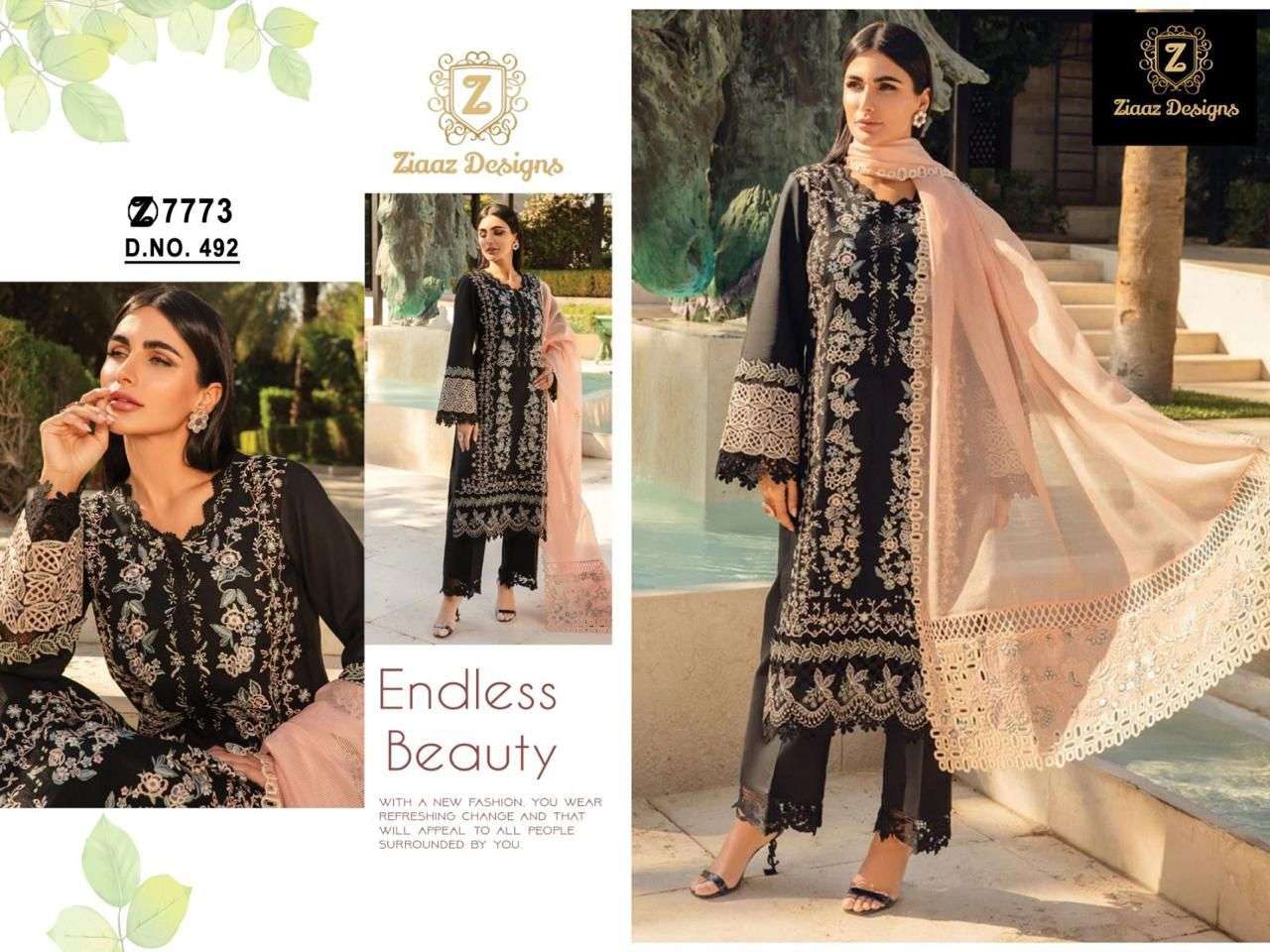 ZIAAZ 492 PURE RAYON EMBROIDERY PAKISTANI DRESS-00062
