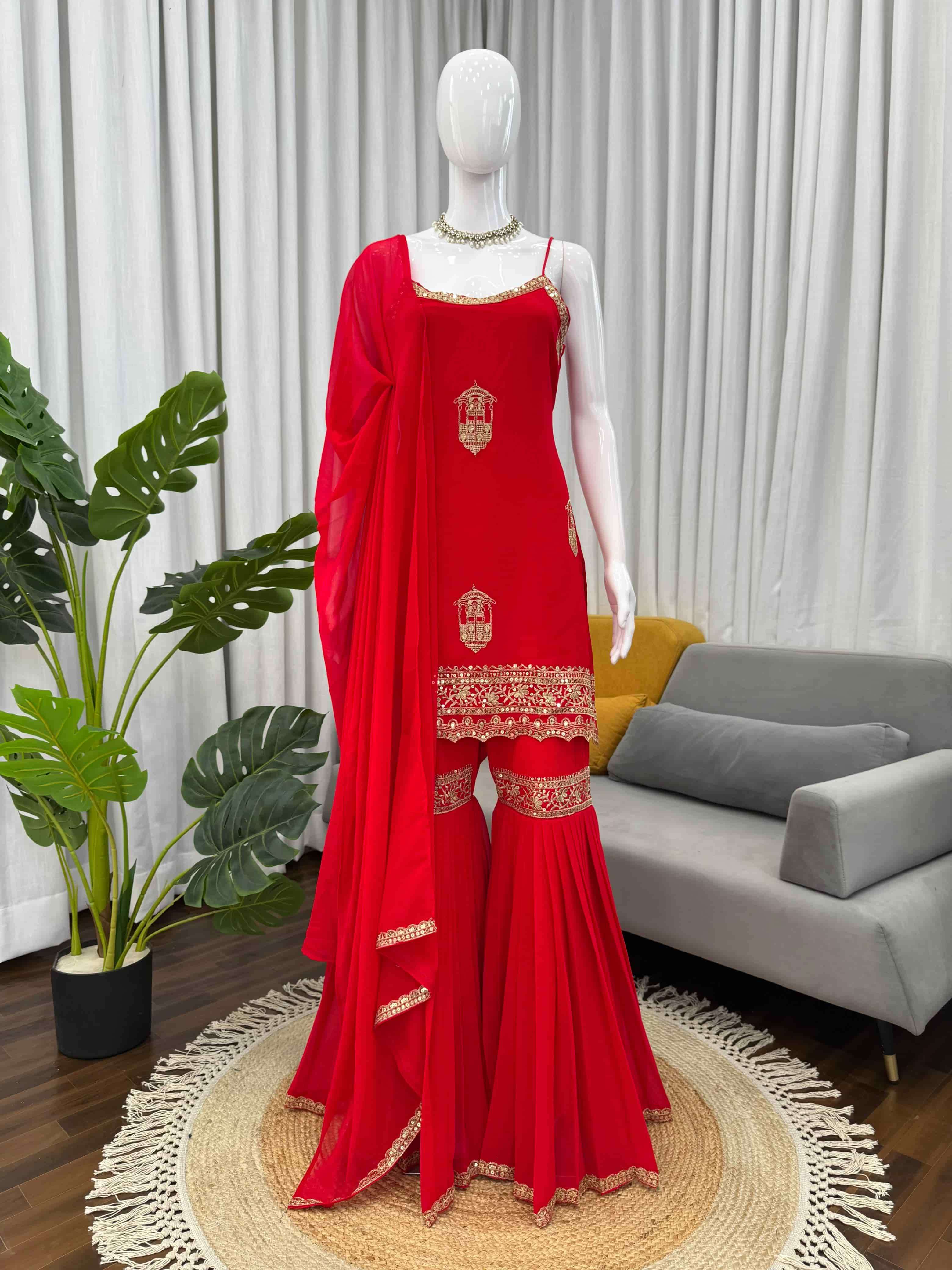 1529 HIT COLOUR BY ASLIWHOLESALE DESIGNER PURE FUAX GEORGETTE EMBROIDERY DRESSES-00241