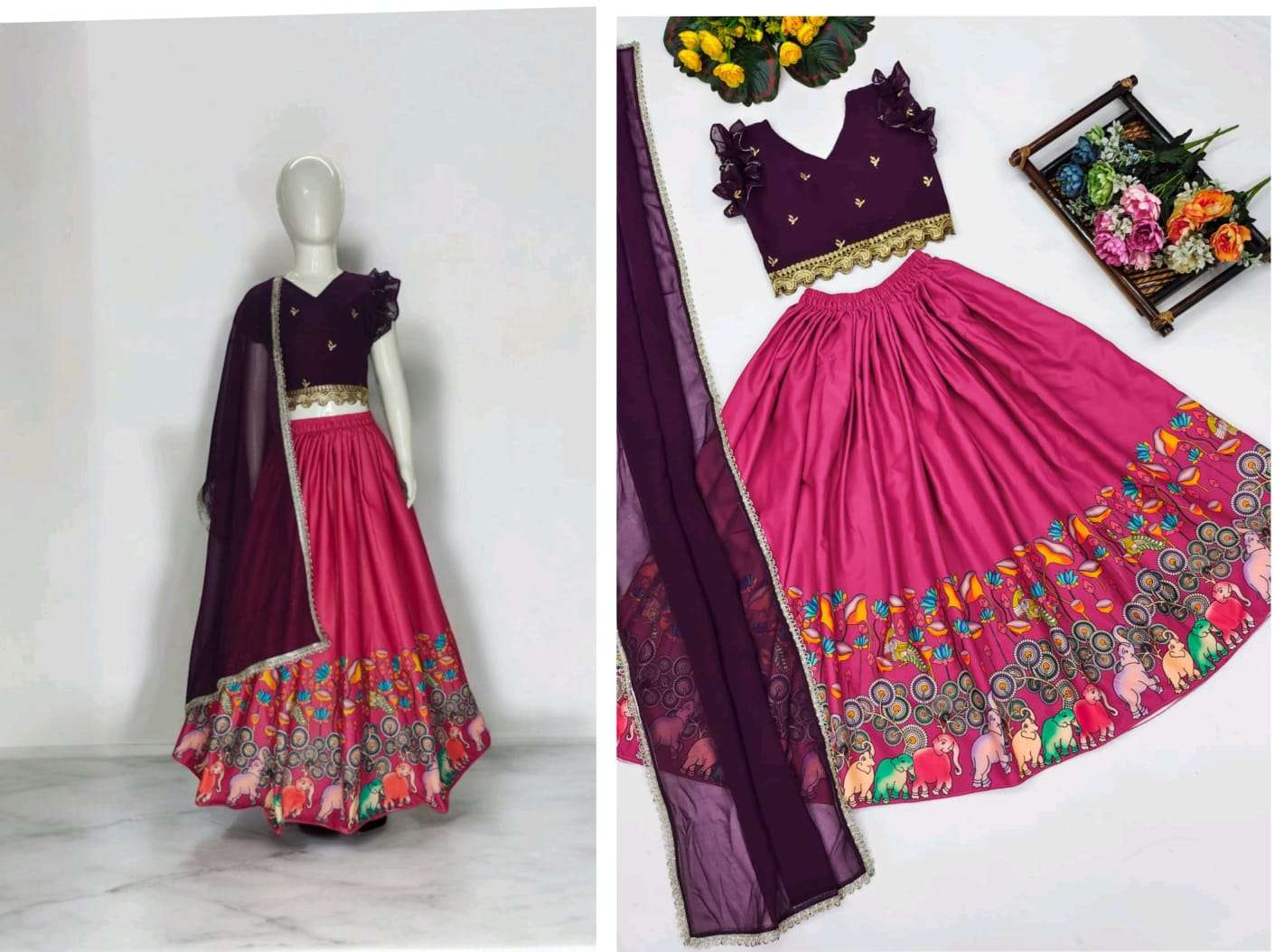 172 SERIES BY ASLIWHOLESALE DESIGNER PURE COTTON EMBROIDERY KIDS LEHENGAS-00293