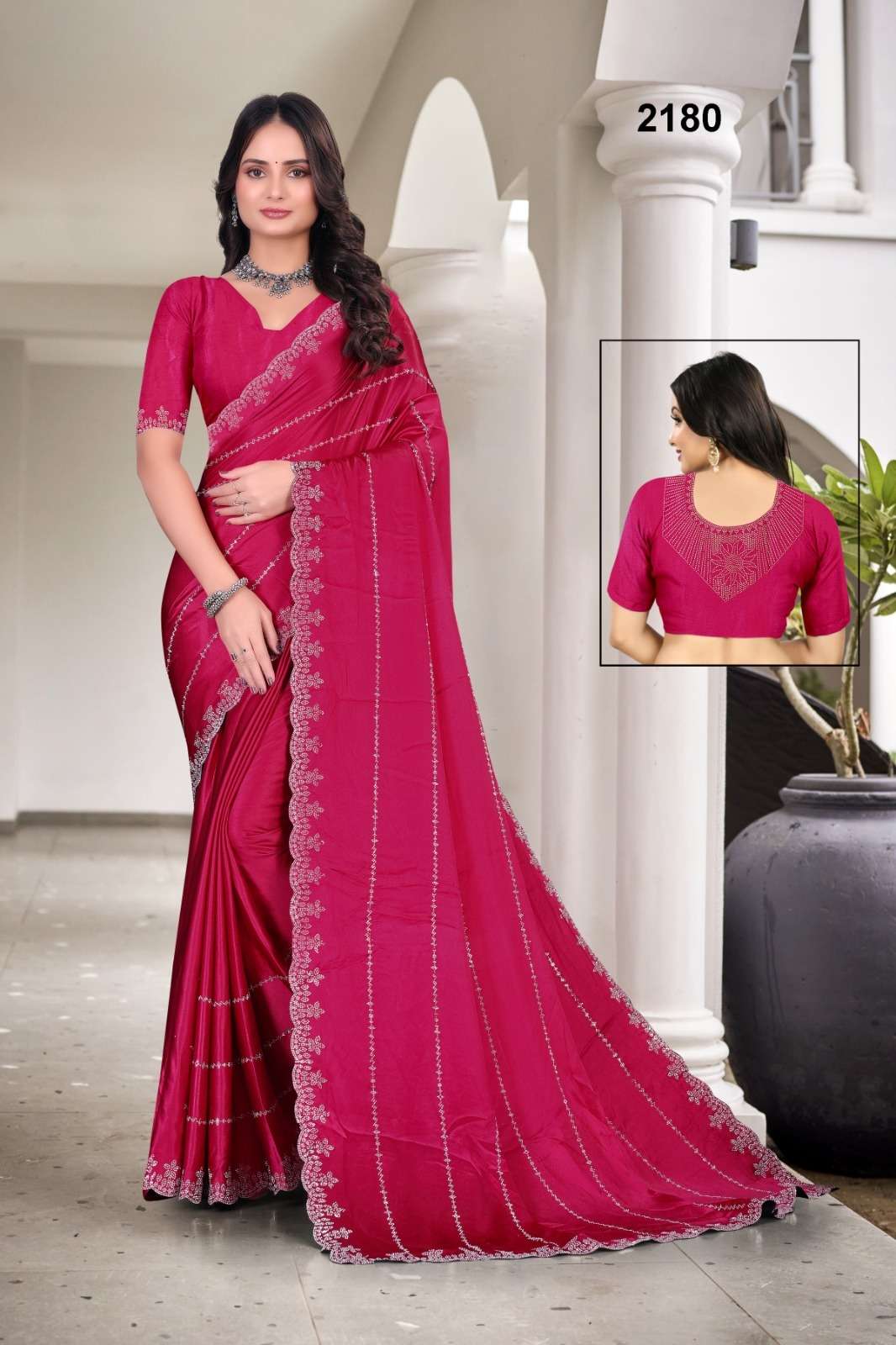 2180 COLOUR B Y ASLIWHOLESALE DESIGNER PURE SATIN SILK EMBROIDERY SAREES-00103