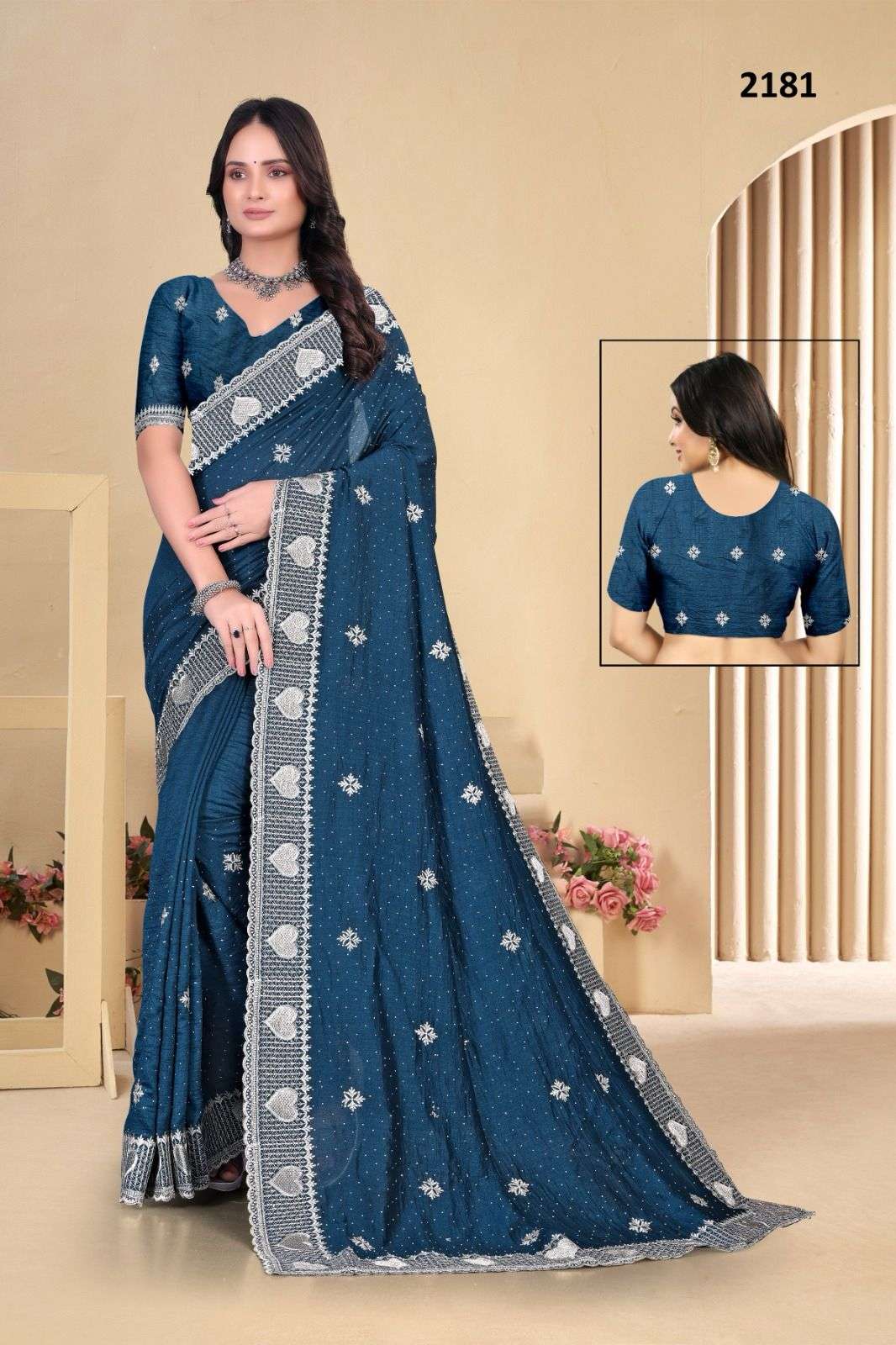 2181 COLOUR BY ASLIWHOLESALE DESIGNER PURE VICHITRA SILK EMBROIDERY SAREES-00103