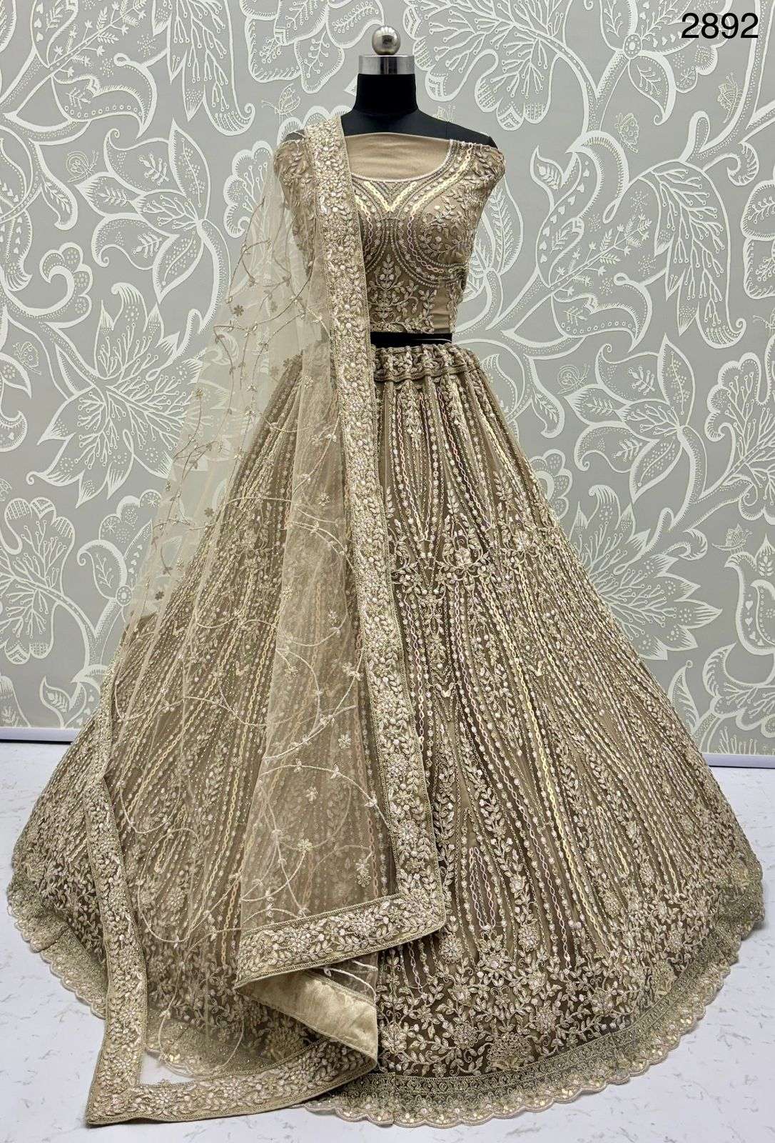 2892 HIT COLOUR BY ASLIWHOLESALE DESIGNER PURE NET EMBROIDERY LEHENGAS-00130