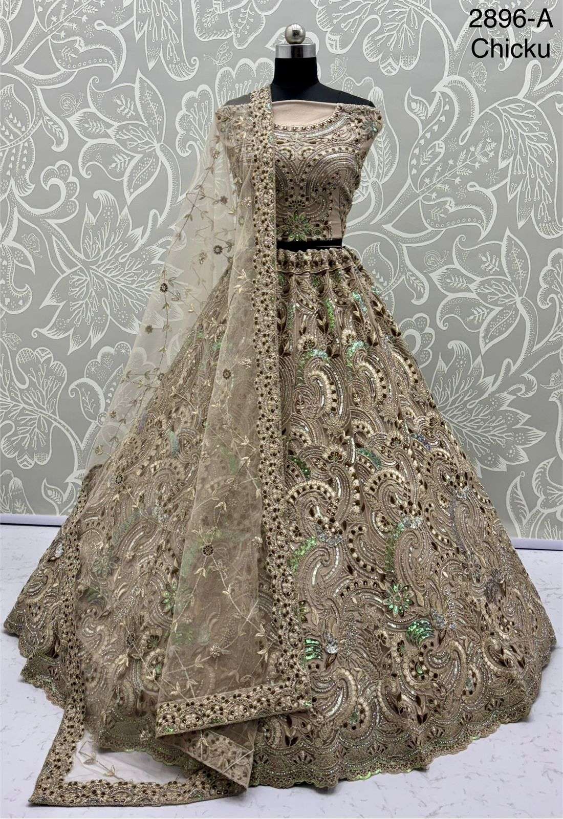 2896 HIT COLOUR BY ASLIWHOLESALE DESIGNER PURE NET EMBROIDERY LEHENGAS-00130