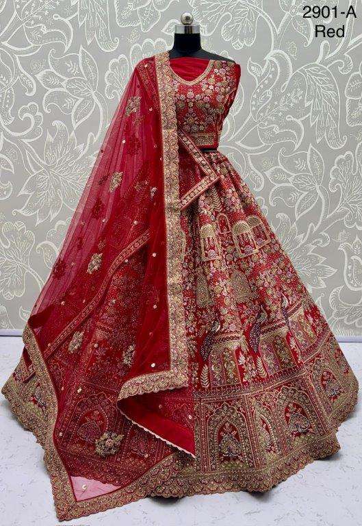 2901 HIT COLOUR BY ASLIWHOLESALE DESIGNER PURE SILK EMBROIDERY LEHENGAS-00130