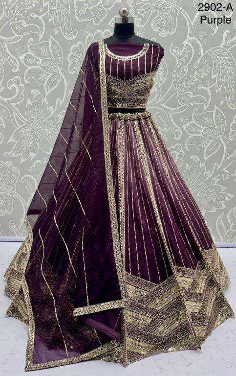 2902 HIT COLOUR BY ASLIWHOLESALE DESIGNER PURE NET EMBROIDERY LEHENGAS-00130