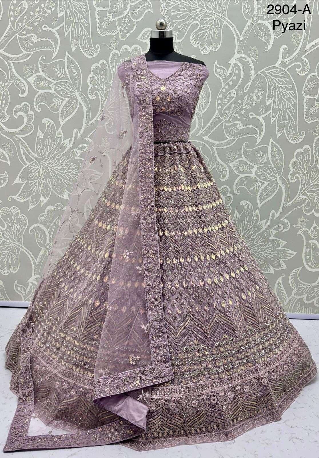 2904 HIT COLOUR BY ASLIWHOLESALE DESIGNER PURE NET EMBROIDERY LEHENGAS-00130