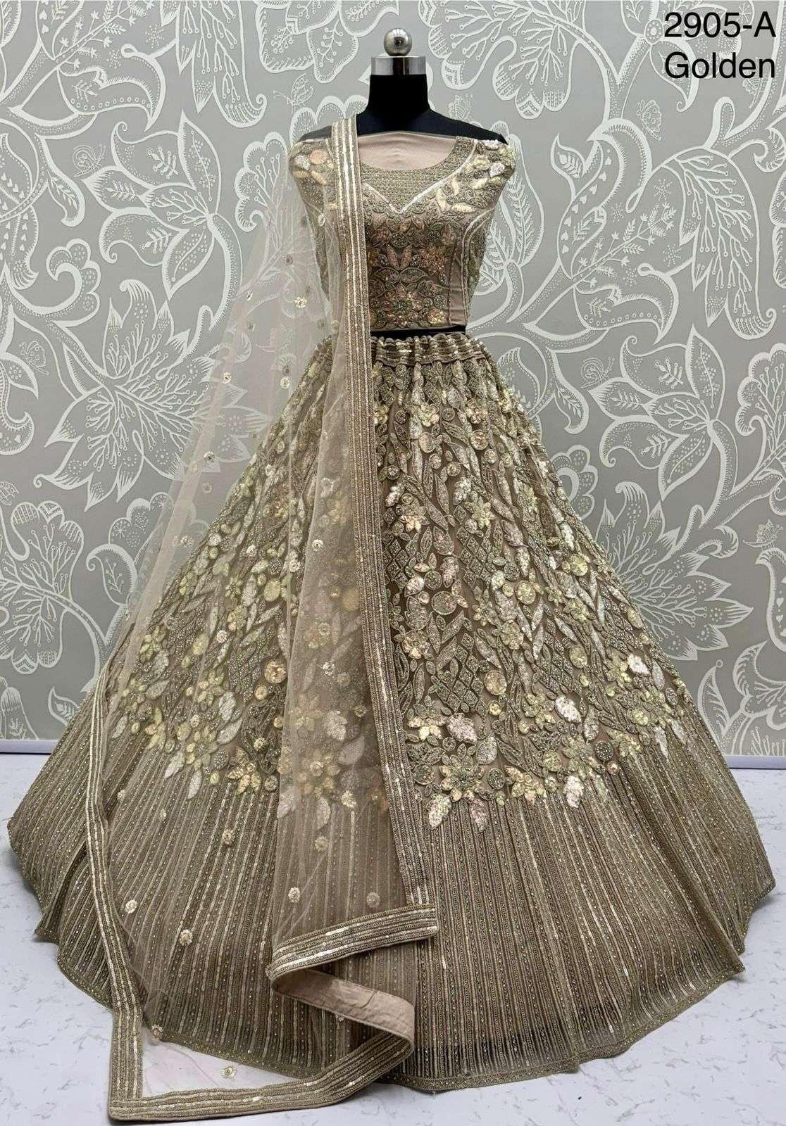 2905 HIT COLOUR BY ASLIWHOLESALE DESIGNER PURE NET EMBROIDERY LEHENGAS-00130