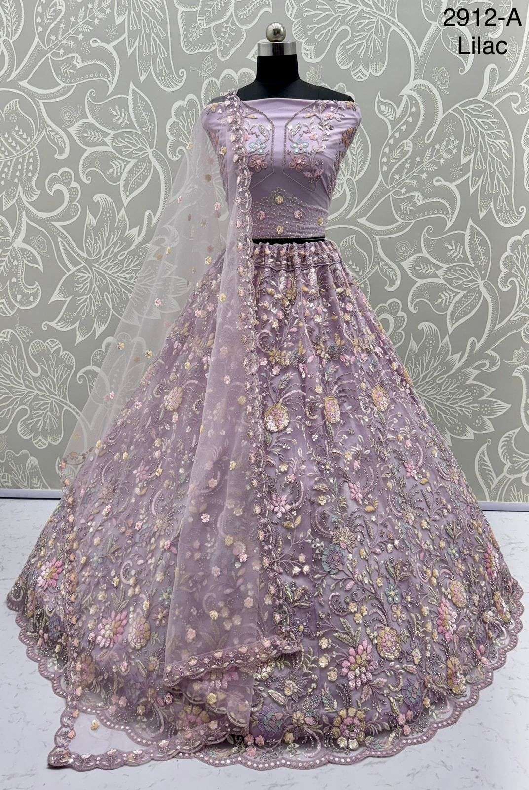 2912 HIT COLOUR BY ASLIWHOLESALE DESIGNER PURE NET EMBROIDERY LEHENGAS-00130