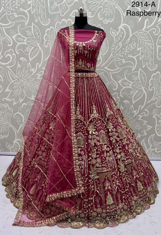 2914 HIT COLOUR BY ASLIWHOLESALE DESIGNER PURE NET EMBROIDERY LEHENGAS-00130
