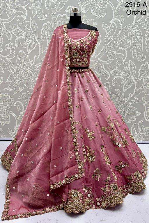 2916 HIT COLOUR BY ASLIWHOLESALE DESIGNER PURE ORGANZA EMBROIDERY LEHENGAS-00130