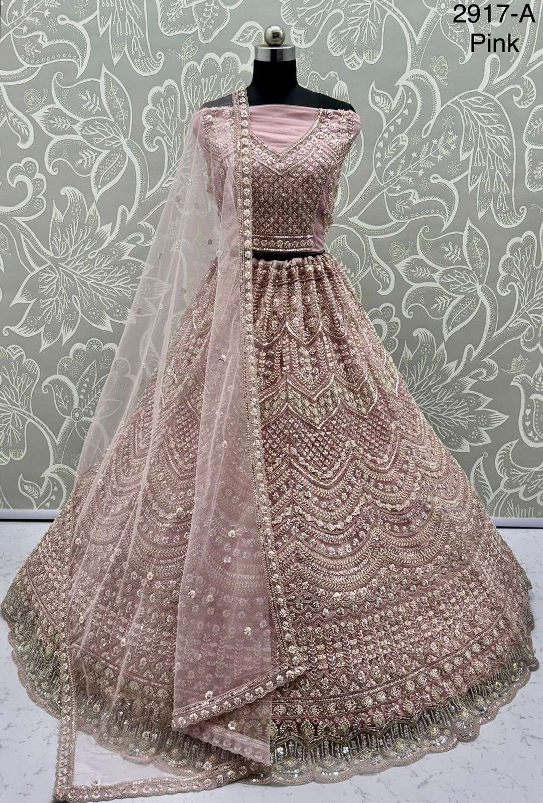 2917 HIT COLOUR BY ASLIWHOLESALE DESIGNER PURE NET EMBROIDERY LEHENGAS-00130