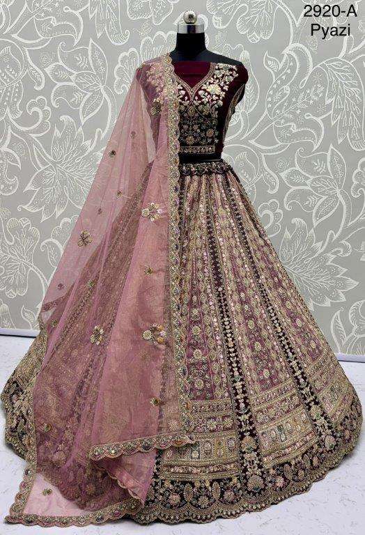 2920 HIT COLOUR BY ASLIWHOLESALE DESIGNER PURE NET DORI WORK LEHENGAS-00130