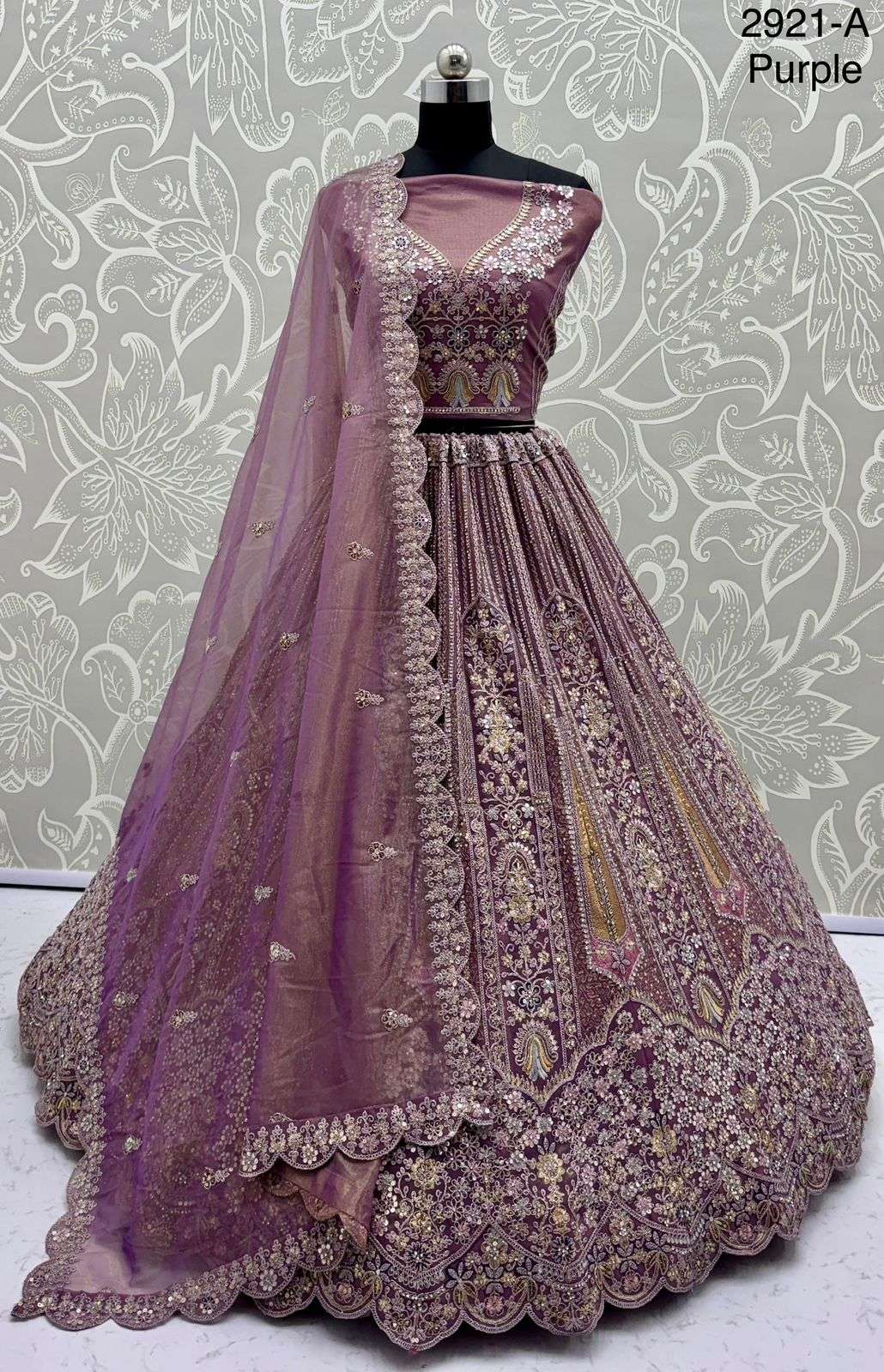 2921 HIT COLOUR BY ASLIWHOLESALE DESIGNER PURE NET EMBROIDERY LEHENGAS-00130