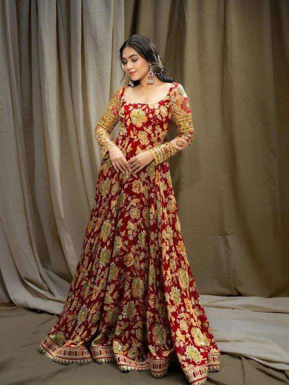 41 DESIGN BY ASLIWHOLESALE DESIGNER PURE CHINON SILK EMBROIDERY GOWNS-00287