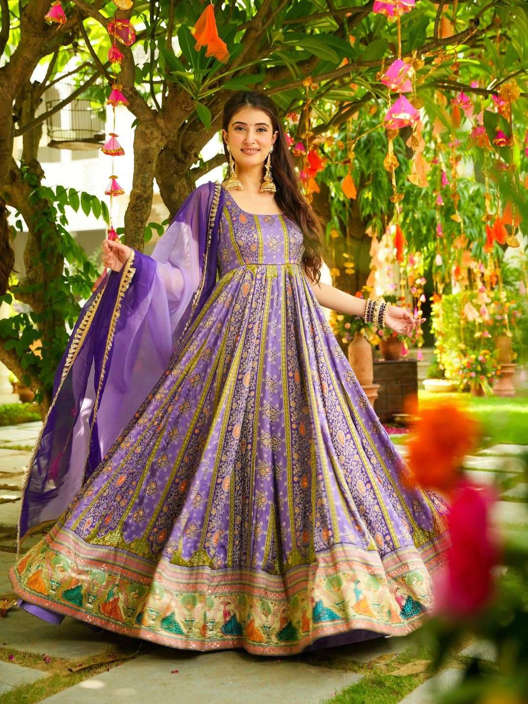 42  DESIGN BY ASLIWHOLESALE DESIGNER PURE CHINON SILK PRINTED GOWNS-00287