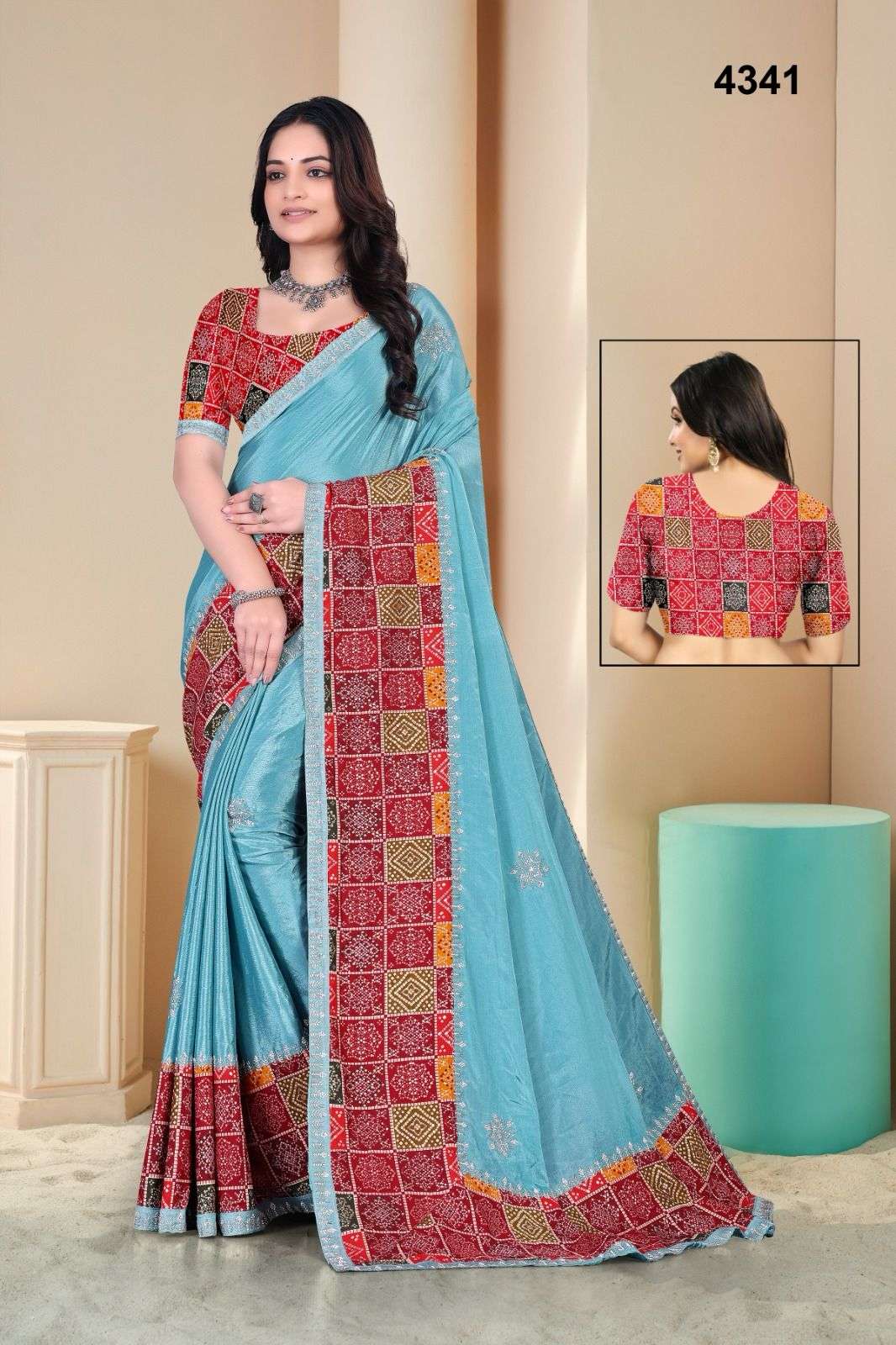 4341 COLOUR BY ASLIWHOLESALE DESIGNER PURE CHINON EMBRIODERY SAREES-00103
