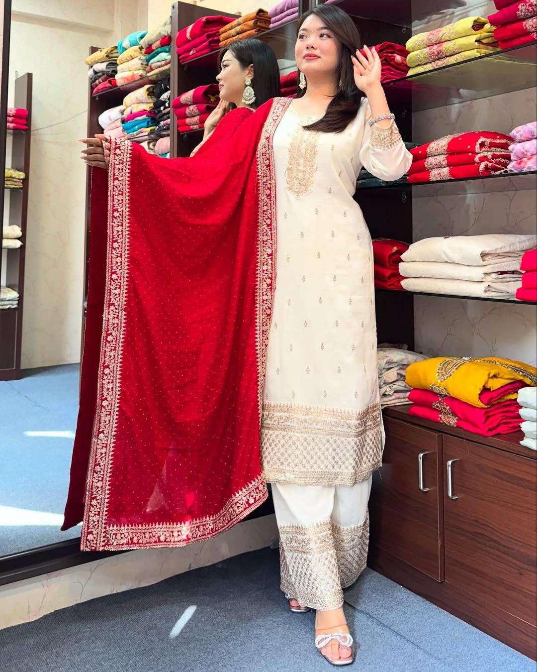 5140 HIT COLOUR BY ASLIWHOLESALE DESIGNER PURE CHINNON EMBROIDERY DRESSES-00262