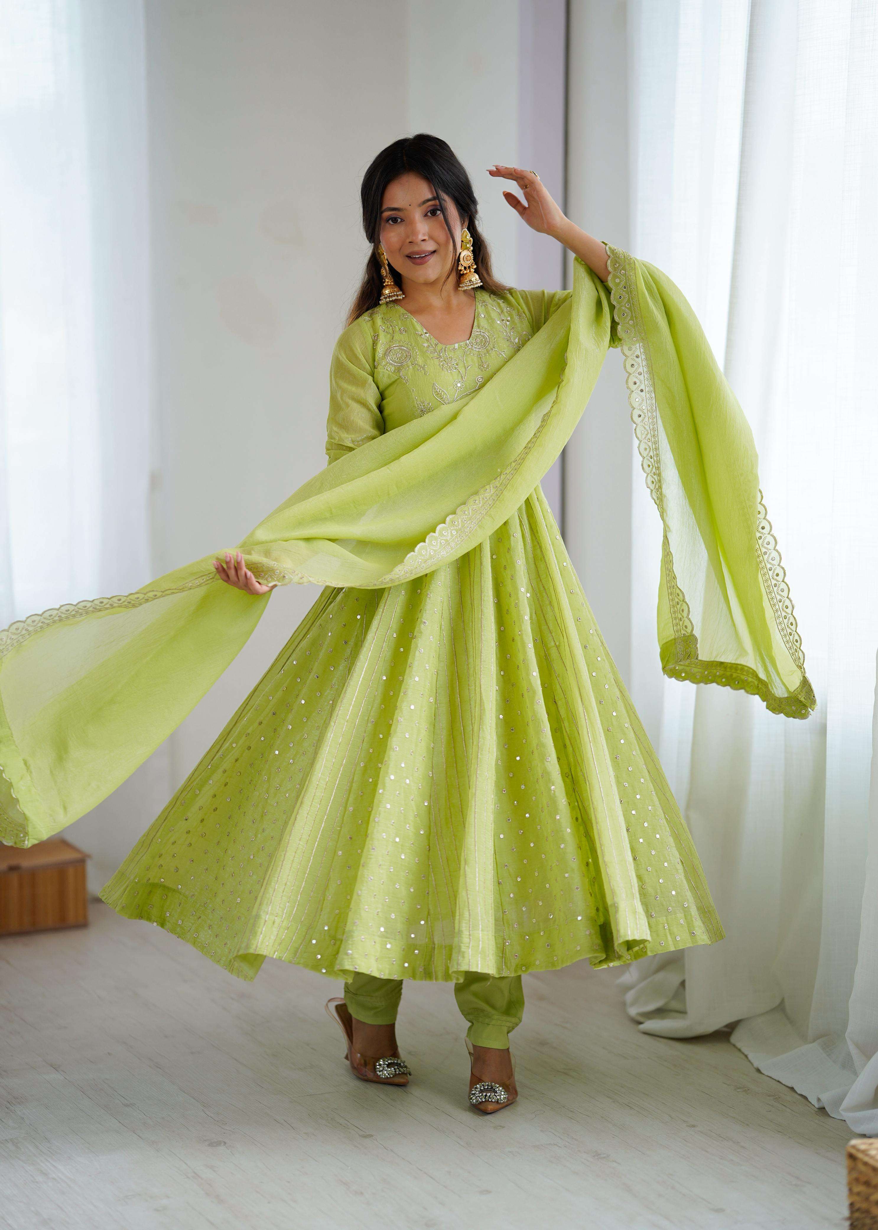 5293 HIT COLOUR BY ASLIWHOLESALE DESIGNER PURE SILK EMBROIDERY PRINTED DRESSES-00235
