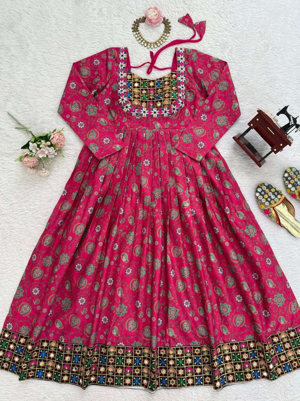 5920 HIT COLOUR BY ASLIWHOLESALE DESIGNER PURE RAYON EMBROIDERY NAVRATRI GOWN-00242
