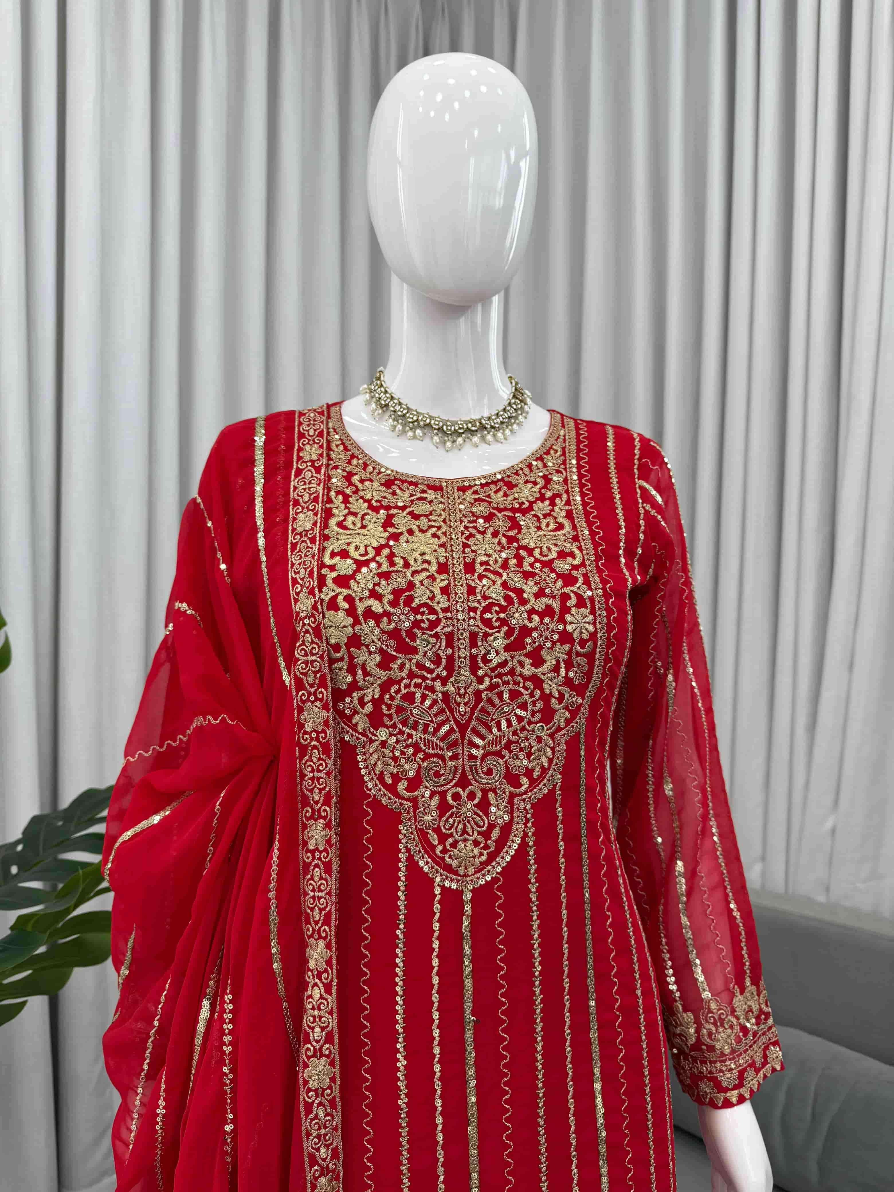 5931 HIT COLOUR BY ASLIWHOLESALE DESIGNER PURE FAUX GEORGETTE EMBROIDERY DRESSES-00242