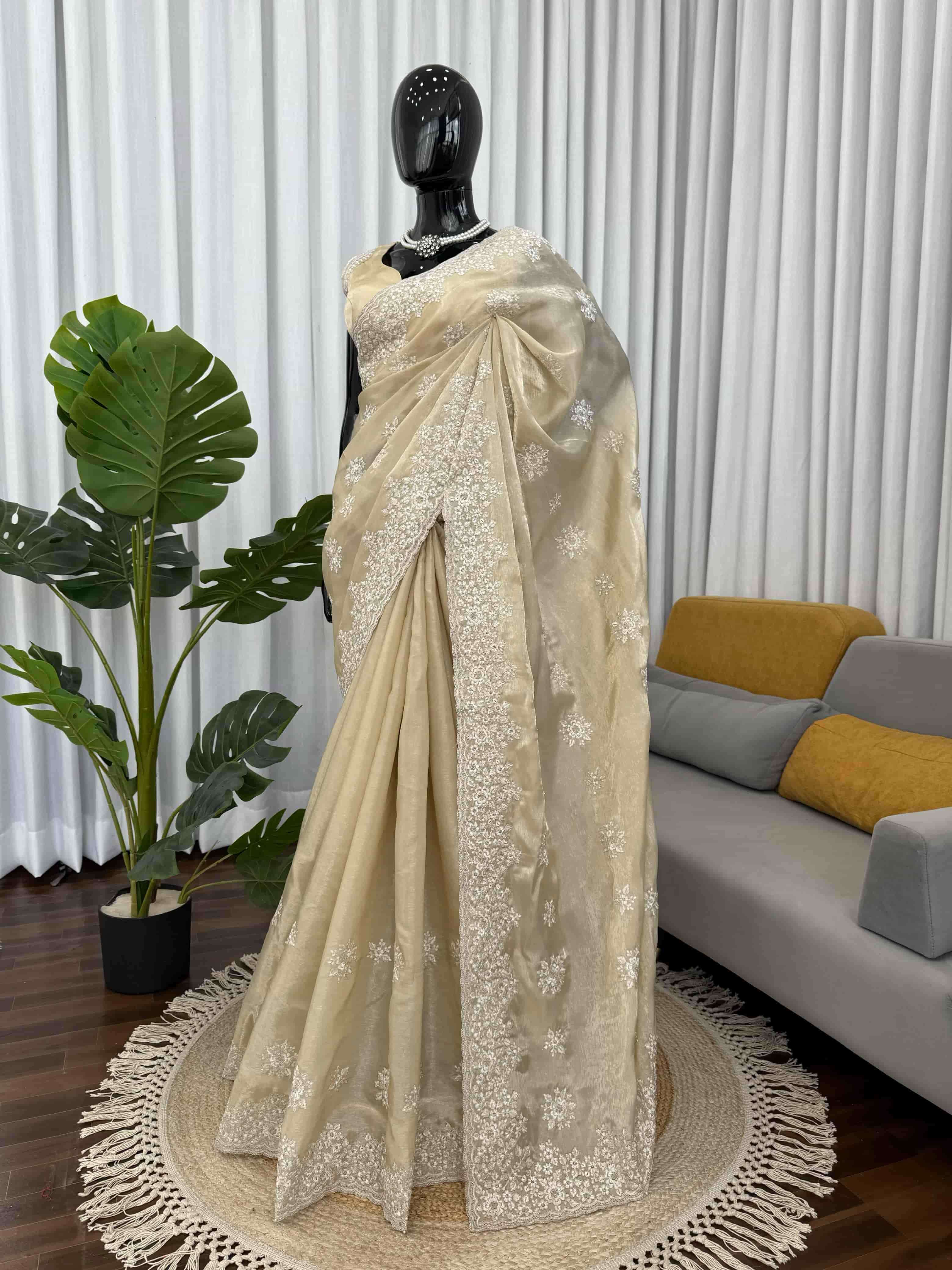 608 HIT COLOUR BY ASLIWHOLESALE DESIGNER PURE JIMMY CHOO EMBROIDERY SAREES-00241