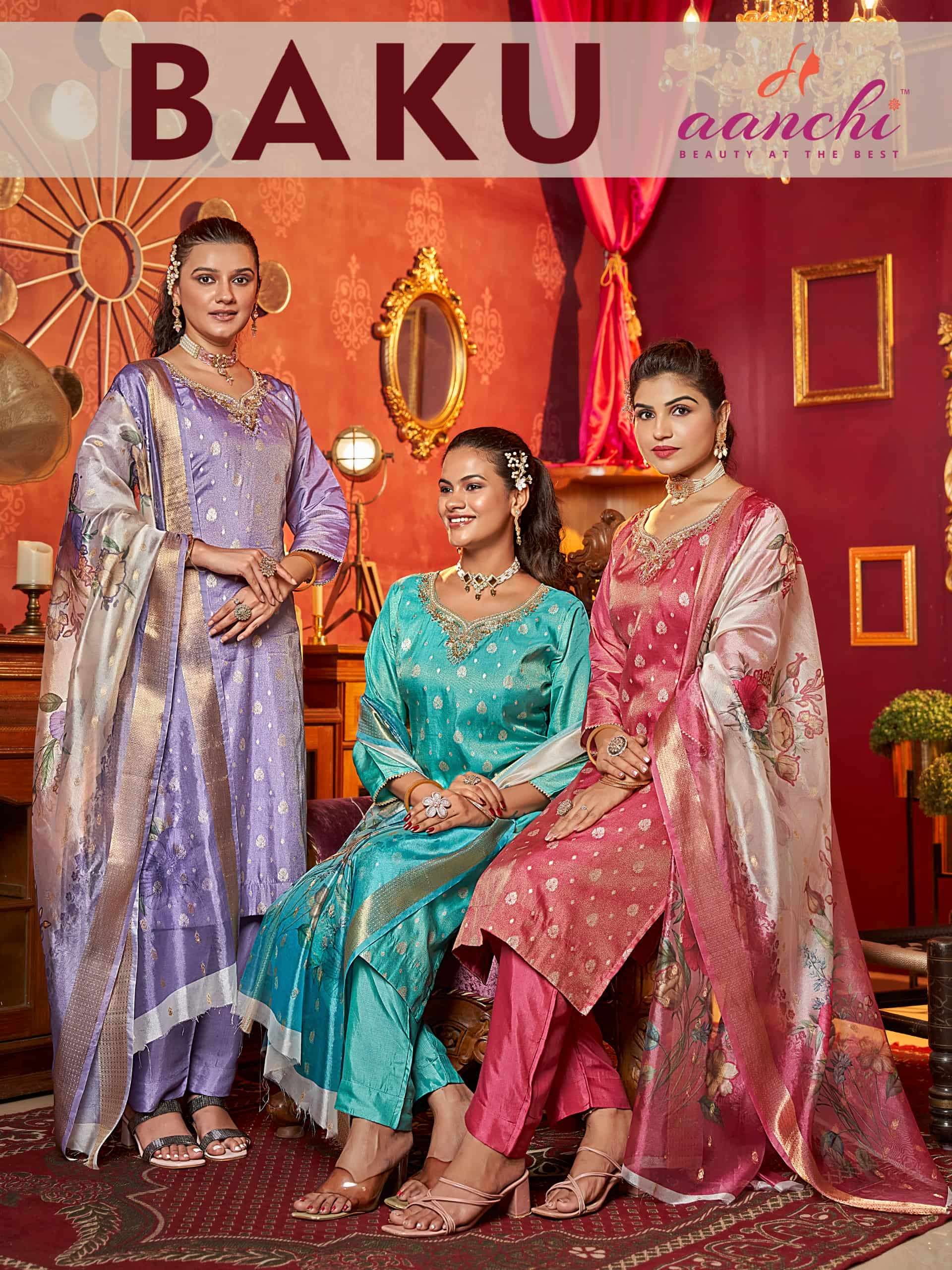 AANCHI BAKU PURE TISSUE EMBROIDERY DRESSES-00286