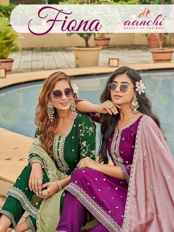 AANCHI FLONA PURE VICHITRA SILK EMBROIDERY DRESSES-00286