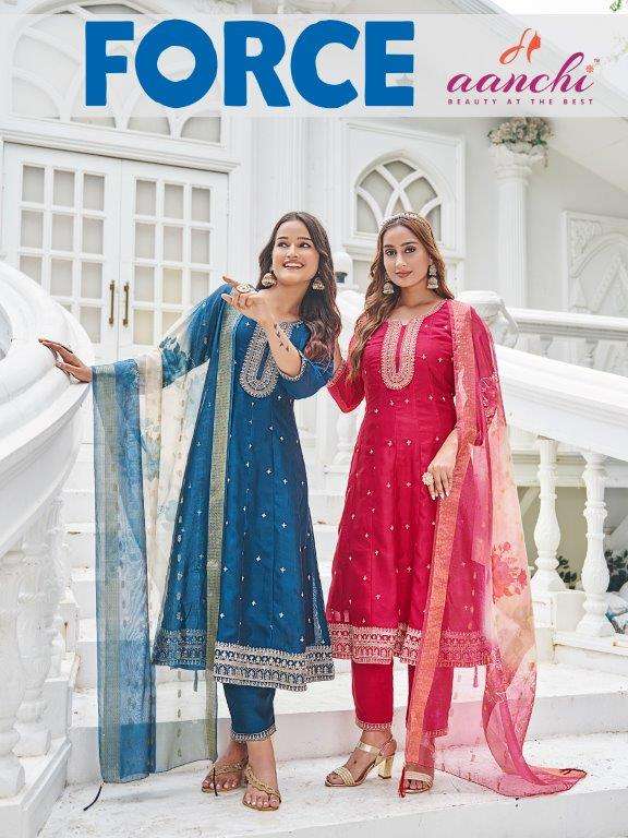 AANCHI FORCE PURE VICHITRA SILK EMBROIDERY DRESSES-00286