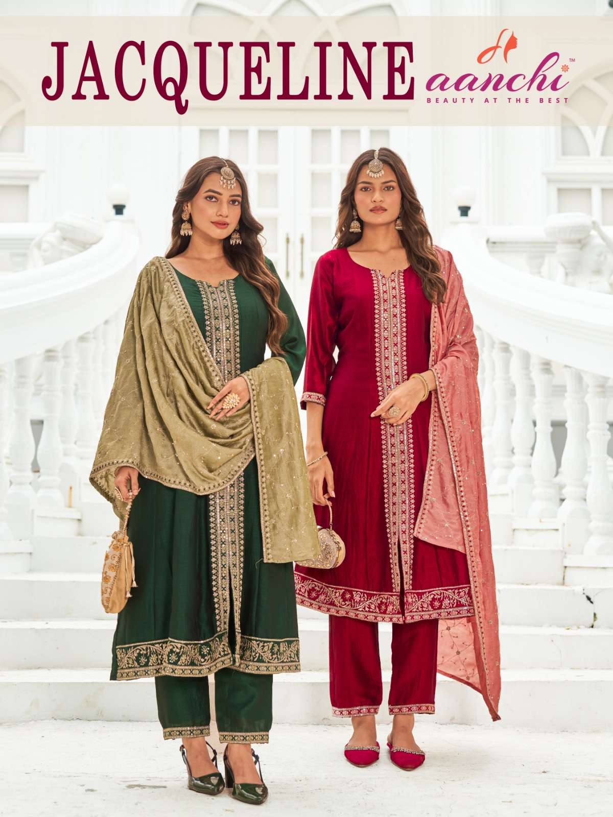 AANCHI JACQUELINE PURE VICHITRA SILK EMBROIDERY DRESSES-00286