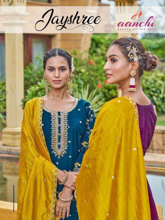 AANCHI JAYSHREE PURE VICHITRA SILK EMBROIDERY DRESSES-00286